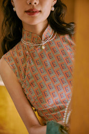 Li Sha 丽莎 Lisa 1940s Midcentury Geometric Sleeveless Daily Qipao