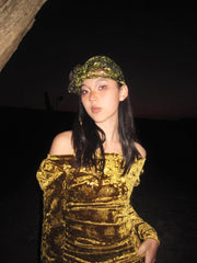 Liu Guang 鎏光 Flowing Light New Chinese Style Velvet Long Sleeve Dress