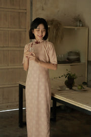 Tao Qi 桃蹊 Peach Path Linen & Cotton 1930s Half Sleeve Qipao