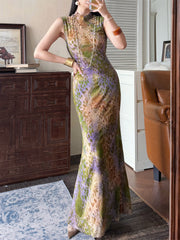 Shan Bao 山豹 Mountain Leopard Modernized Sleeveless Animal Print Mermaid Cut Qipao