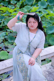 Xiao Hé 小荷 Little Lotus Fairy Modernized Tang Dynasty Plus Size Summer Banbi & Ruqun Set