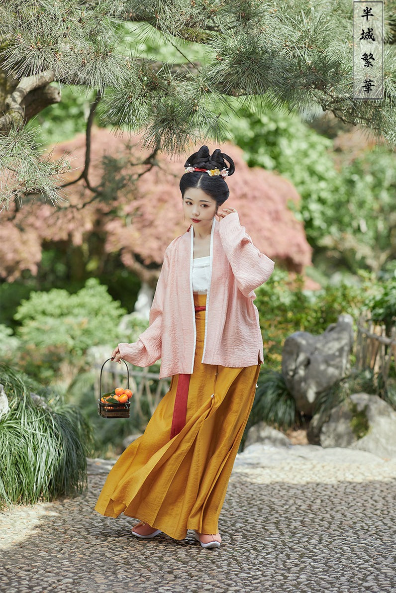 Ganzi 柑子 Citrus Southern Song De'an Zhou Tomb Restoration Linen Sanjianqun Three Panel Skirt