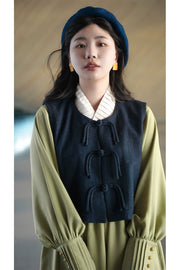 Luzhou 鹭洲 Modernized Ming Qing Wool Vest Majia Cross Collared Tieli Dress Daily Set