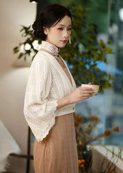 Xue Hua 雪花 Snowflake Republic of China Knitted Lace Qipao Cardigan