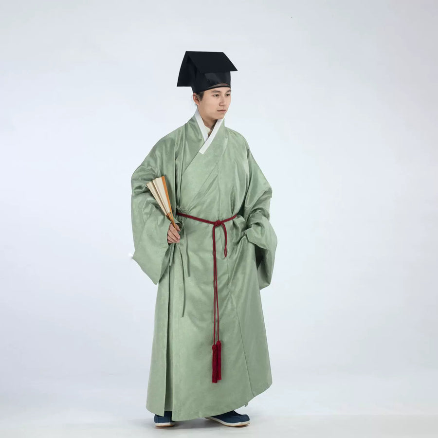 Zhi Duo 直裰 Straight Cut Men's Ming Dynasty Pipa Sleeve Changshan Long Shirt