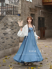 Ming Ming 茗茗 Modernized Tang Dynasty Qixiong Empire Dress & Shan Top Full Set
