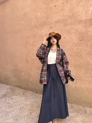 Shiguang Feishi 时光飞逝 Time Flies Modernized Tang Song Plus Size Wool Feijixiu Top & Denim Poqun Skirt Set