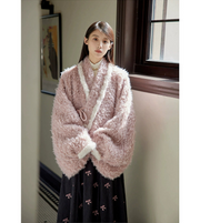 Bai Fu 百福 Hundred Wishes Modern Wei Ming Fur Cross Collar Coat & Velvet Poqun Skirt Set