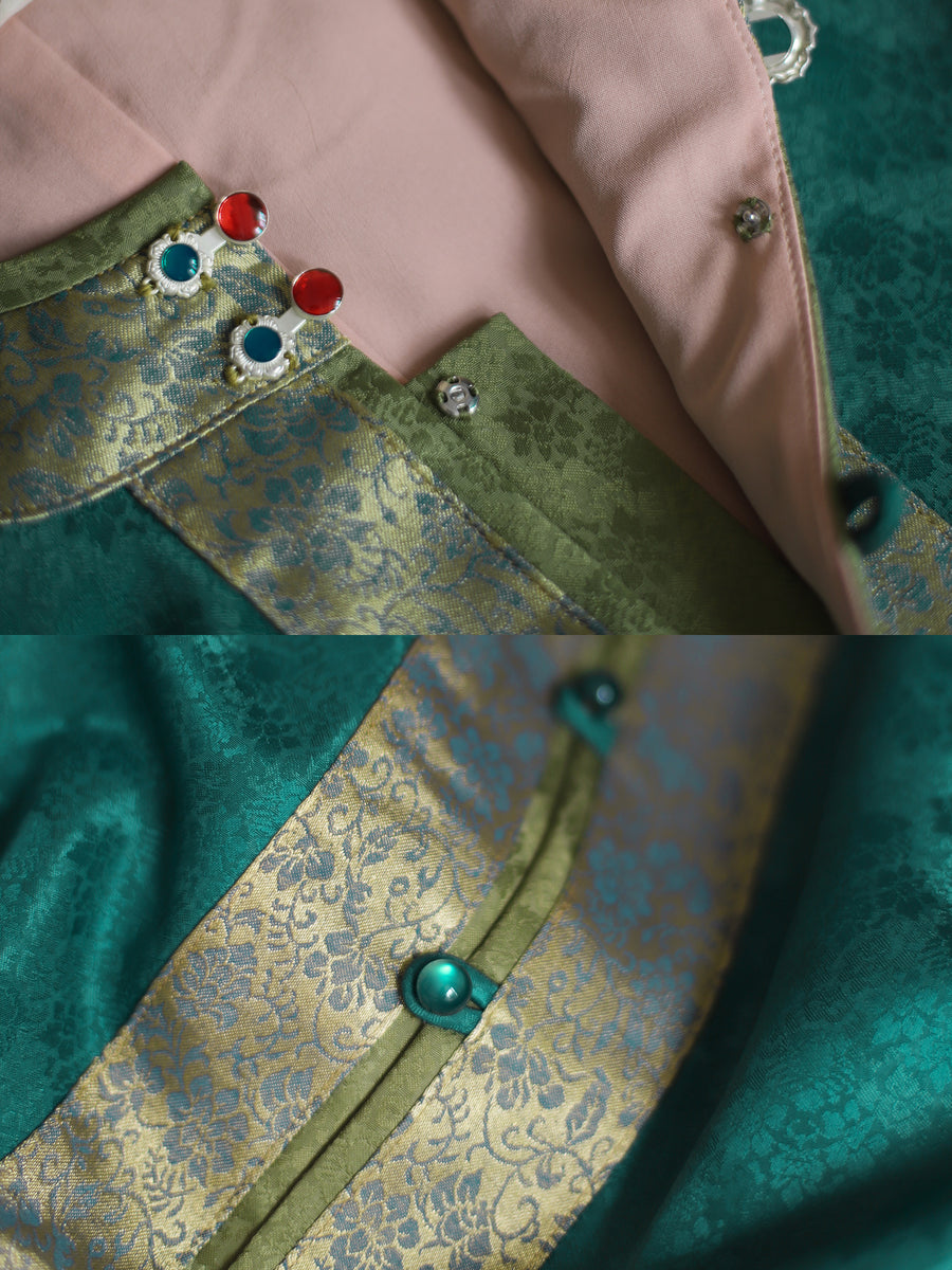 Bi Tao 碧桃 Turquoise Peach Ming Dynasty Yuanling Duijin Changshan Round Collar Long Shirt