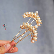 Ban Yuan 半圆 Semi Circle Curved Pearl Tang Song Hairpins