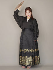 Kong Gu 空谷 Hollow Valley Ming Dynasty Plus Size Floral Feijixiu Top & Mamian Skirt Set