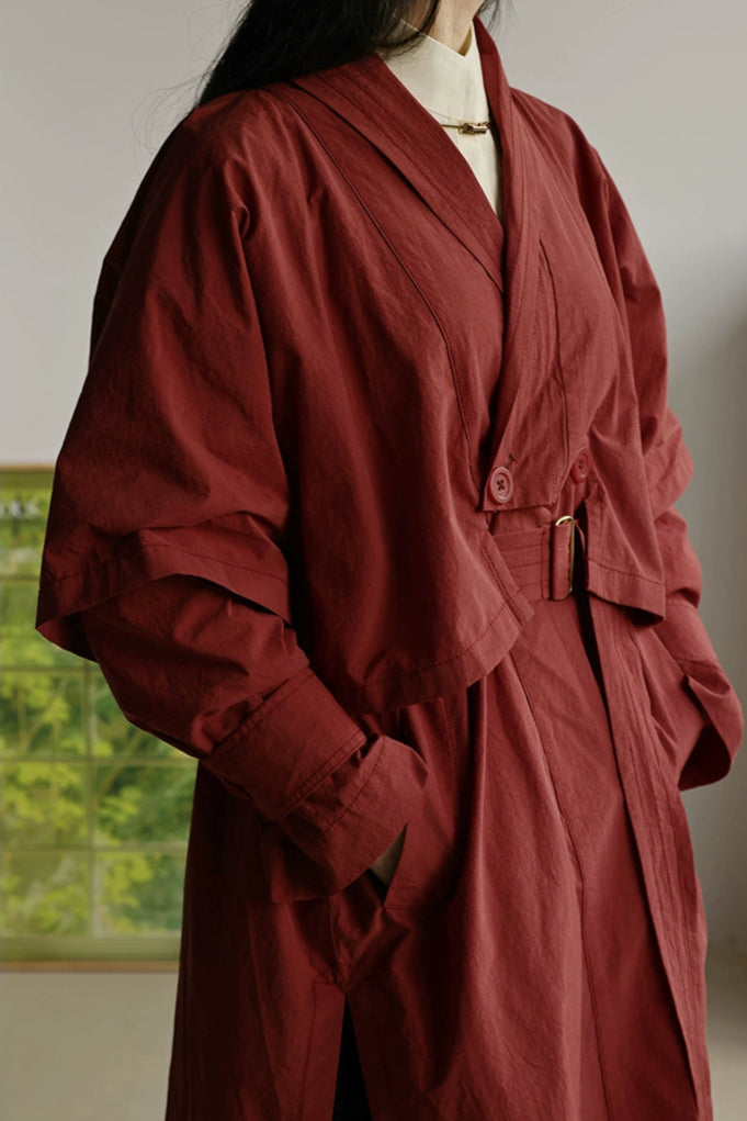 Wind of the Wilderness 旷野的风 Modern Song Unisex Windproof Haoxiu Raccoon Sleeve Cape Trench Coat