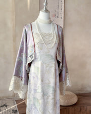 Zi Zhi 紫栀 Purple Gardenia Neo Chinese Lace Hezi Dress & Cardigan Set