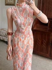 Xingyun Cao 幸运草 Lucky Clover Modernized Pastel Sleeveless Qipao