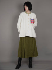 Milk Chocolate 牛奶巧克力 Modernized Ming Plus Size Yuanling Ao Jacket & Midi Mamian Skirt Set