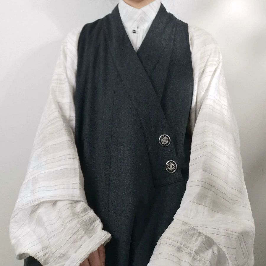 Huo Yao 火药 Gunpowder Modern Ming Men's & Unisex Bijia Cross Collar Vest