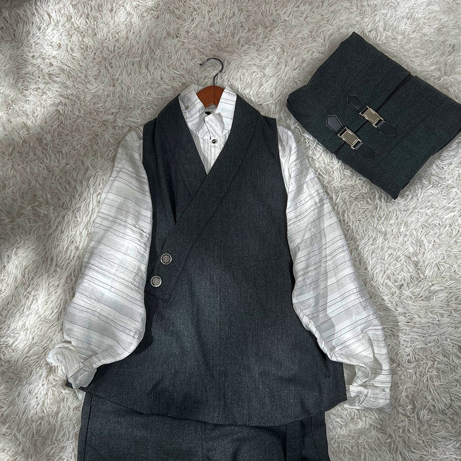 Huo Yao 火药 Gunpowder Modern Ming Men's & Unisex Bijia Cross Collar Vest