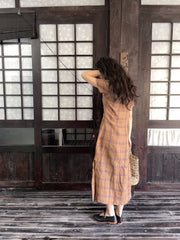 Waiting for Leisure 山月等闲 1930s Inspired Pure Linen Flannel Bottleneck Qipao