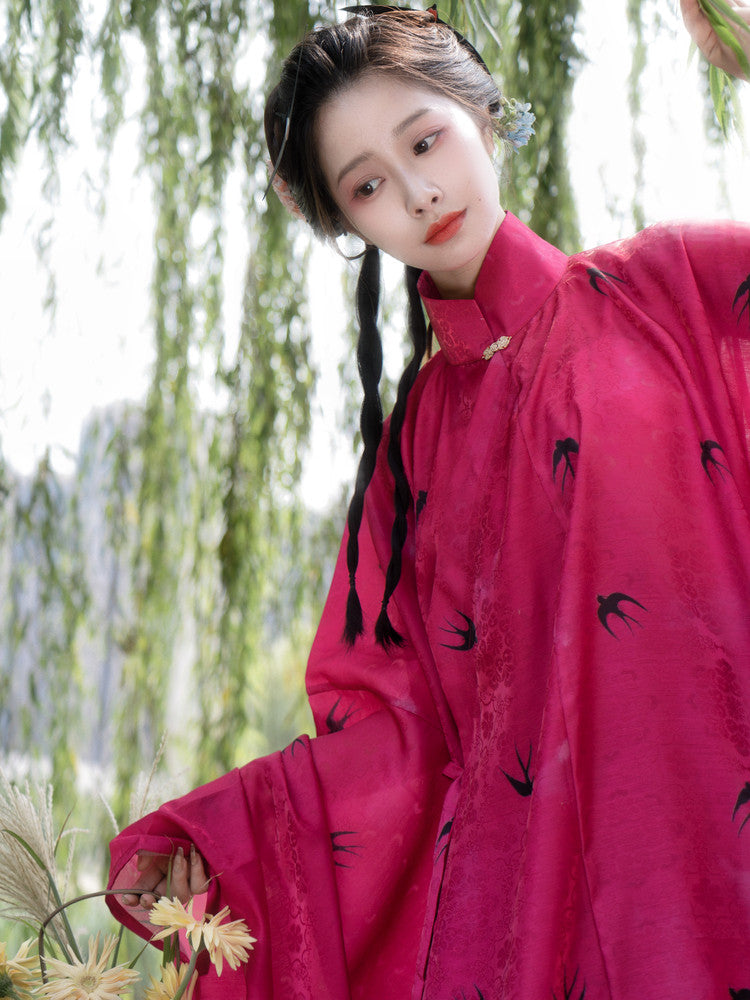 Qiu Wuyang 秋无恙 Autumn Remains Serene Late Ming Dynasty Sparrow Changshan Long Top & Summer Bijia Vest Set