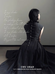 Wednesday 星期三 New Chinese Style Pinstripe Square Skirt Victorian Qipao Dress