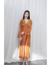 Ci Xiu 刺绣 Osmanthus Embroidery New Chinese Style Velvet Midi Dress