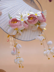 Yan Bin 掩鬓 Flower Fairy Dangling Pearl Hair Clips