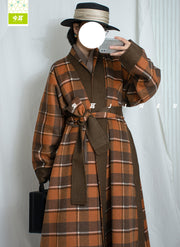 Guagua 瓜瓜 Pumpkin Pumpkin Modernized Early Ming Reversible Plaid Sheep's Wool Coat