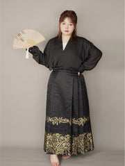 Kong Gu 空谷 Hollow Valley Ming Dynasty Plus Size Floral Feijixiu Top & Mamian Skirt Set