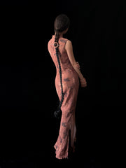 Gu Hua 古画 Ancient Painting Modernized Butterfly Textured Sleeveless Qipao