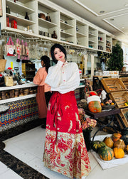 Jing Jiu 敬酒 Toast to the Bride Ming Dynasty Plus Size Cloud Collar & Mamian Skirt