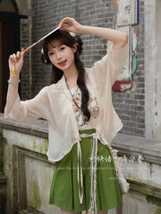 Qihua Juan 绮华卷 Scroll of Splendor Modernized Song Dynasty Moxiong Tank Top & Pleated Shorts Set