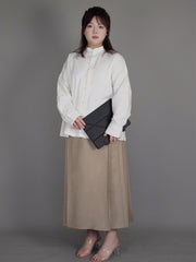 Yini 旖旎 Enchanting Modernized Ming Plus Size Cotton Standing Collar Top & Midi Mamian Skirt Set