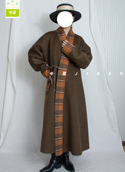 Guagua 瓜瓜 Pumpkin Pumpkin Modernized Early Ming Reversible Plaid Sheep's Wool Coat