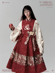 Qiyuan Pinguo 祈愿苹果 Wishing Apple Modernized Ming Tieli Dress & Yuanling Overskirt Set