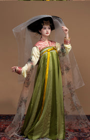 Chen Sha 辰砂 Cinnabar Early Tang Dynasty Restoration Chuiling Beizi Jacket & Poqun Qixiong Skirt Set