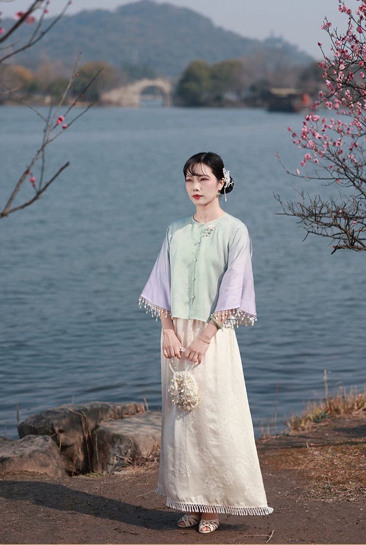 Si 似 Appearing 1920s Beaded Jacquard Qipao Petticoat Underskirt