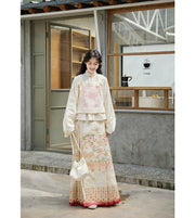 Lu Lu 陆陆 Deer Deer Modernized Ming Dynasty Knit Zhuyao & Mamian Skirt Set