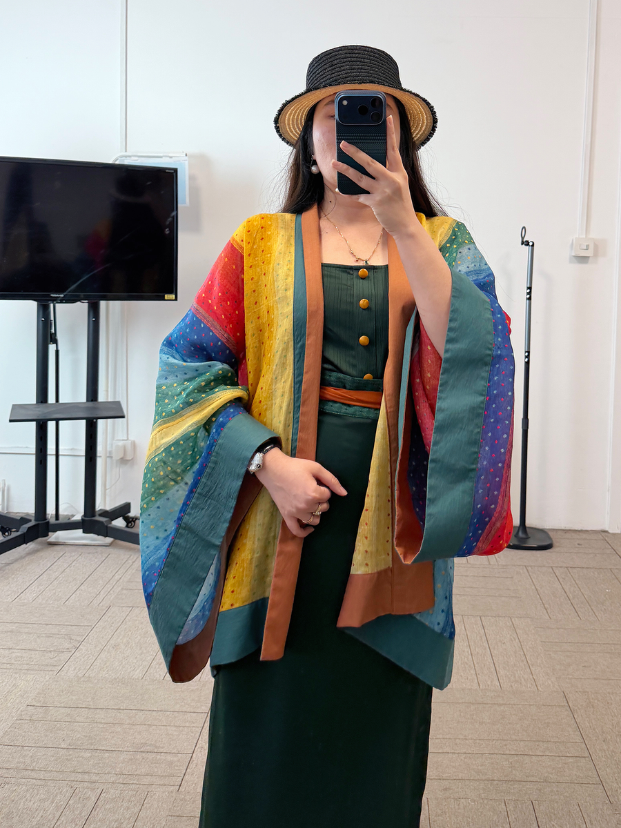Xing Fu 幸福 Happiness Modernized Song Tang Haoxiu Raccoon Sleeve Top & Two Panel Skirt Set