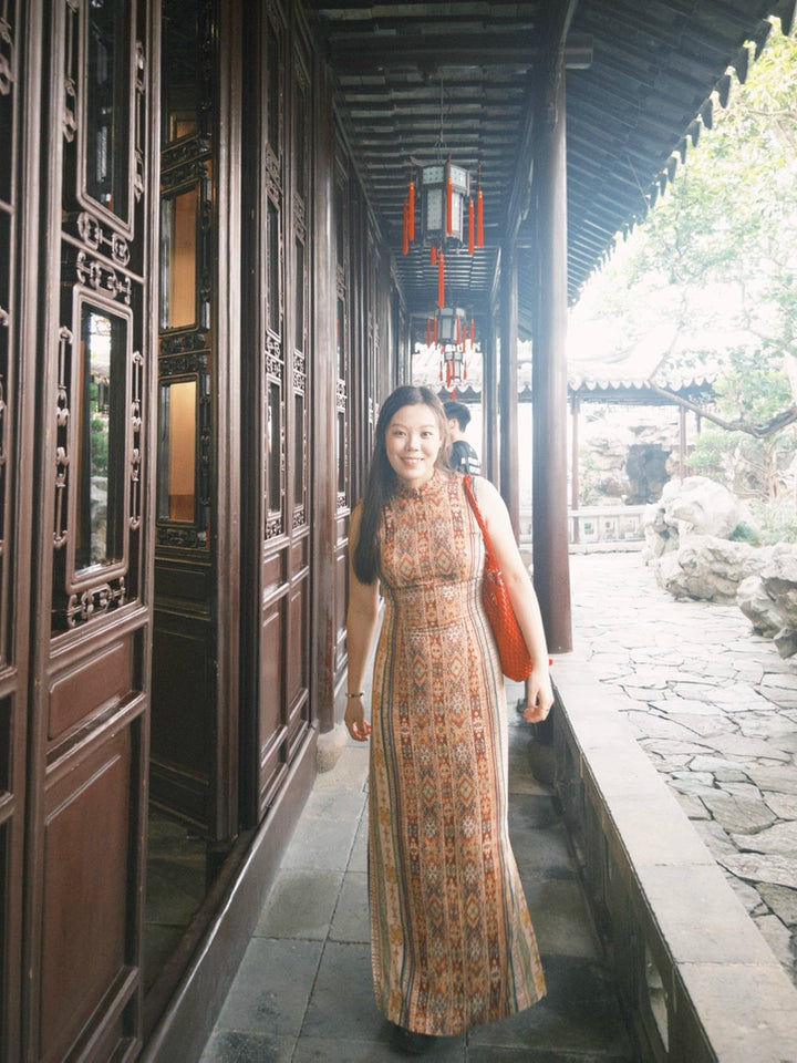 Urban Nomad 城市游牧 Tribal Print Western Sleeveless Pure Cotton Qipao