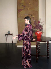 Liuguang Jinyan 鎏光金宴 Gilded Banquet New Chinese Style Batwing Velvet Dress