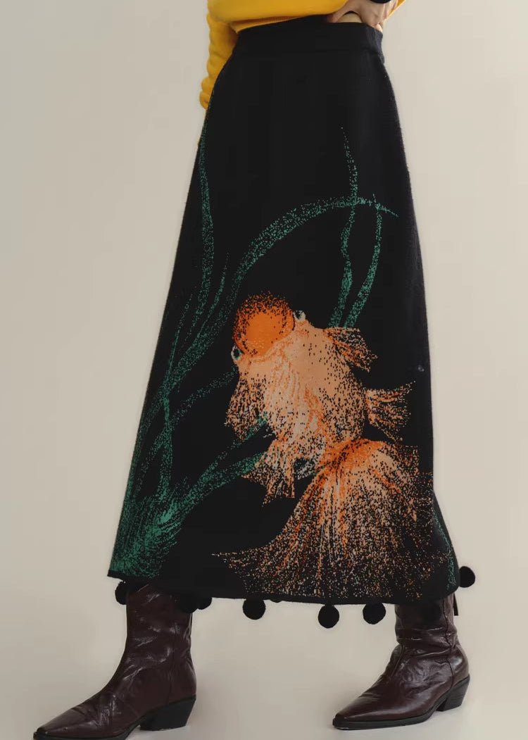 Zhuanyun Xiaoli 转运小鲤 Little Lucky Carp New Chinese Style Knit Top & Skirt Set