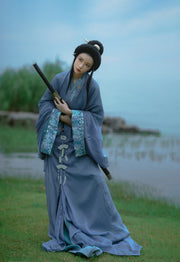 Cang Lang 沧浪 Vast Waves Modernized Warring States Zhiju Straight Hem Robe Set