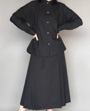 Wumei 妩媚 Charming Modernized Ming Plus Size Cotton Standing Collar Top & Midi Mamian Skirt Set