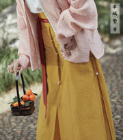 Ganzi 柑子 Citrus Southern Song De'an Zhou Tomb Restoration Linen Sanjianqun Three Panel Skirt