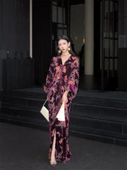 Liuguang Jinyan 鎏光金宴 Gilded Banquet New Chinese Style Batwing Velvet Dress