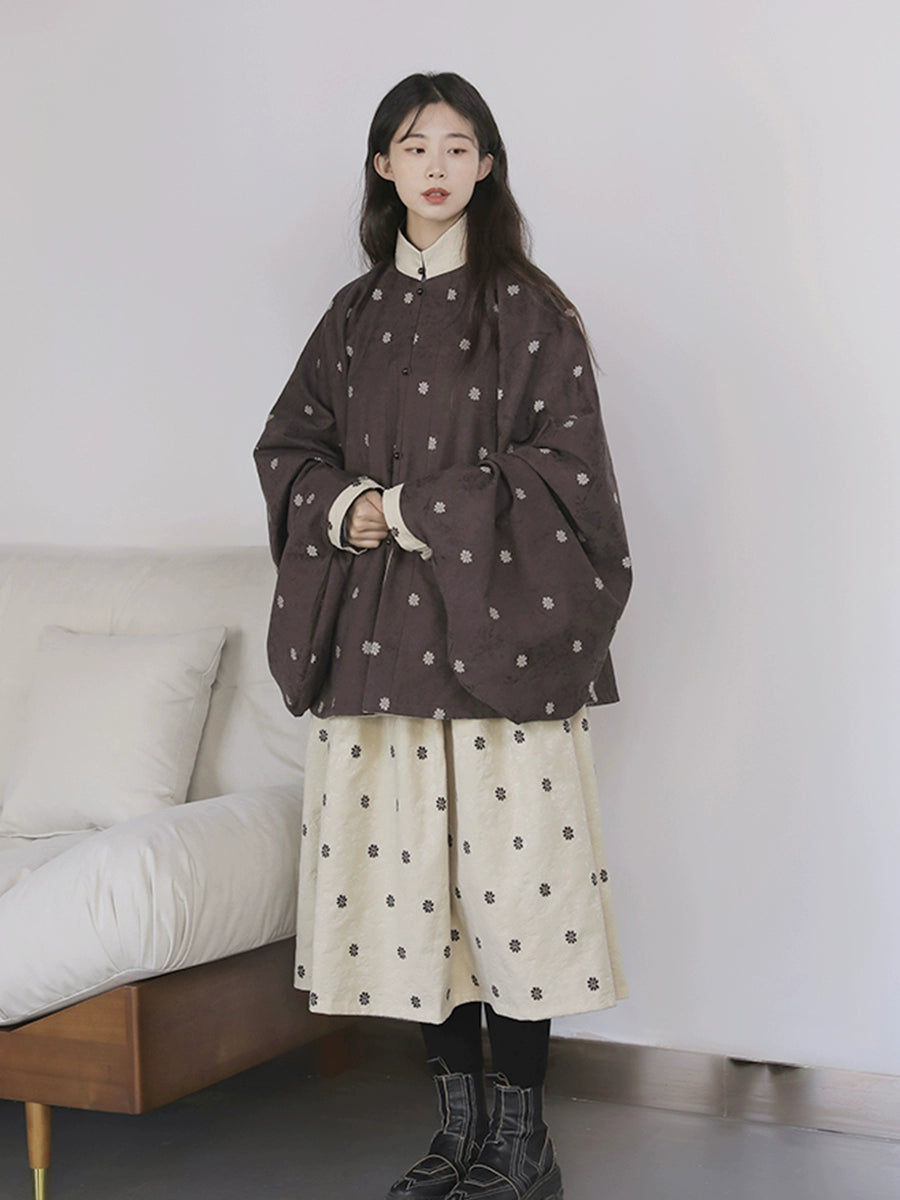 Chuju Lian 菊花链 Daisy Chain Reversible Cotton Modernized Ming Pipa Sleeve Top & Skirt