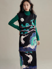 Xi Nao 嬉闹 Frolicking Rabbits New Chinese Style Knit Sweater Vest