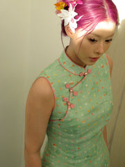Xin Xian 新鲜 Fresh Greens New Chinese Style Pure Ramie Midi Sleeveless Qipao