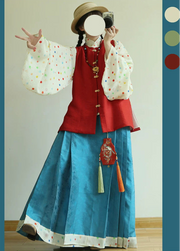 Zhao Munian 朝暮年Twilight Years Modernized Ming Dynasty Bijia Vest & Mamian Skirt Set