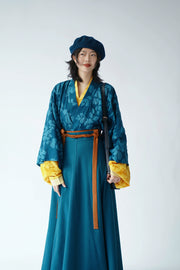 I'm Blue 蓝倒我了 Modernized Jin Dynasty Cotton Jiaoling Poqun Ruqun Set